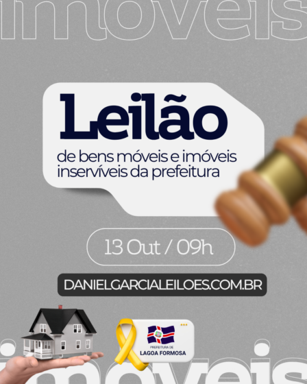 LEILÃO PÚBLICO – PREFEITURA DE LAGOA FORMOSA/MG